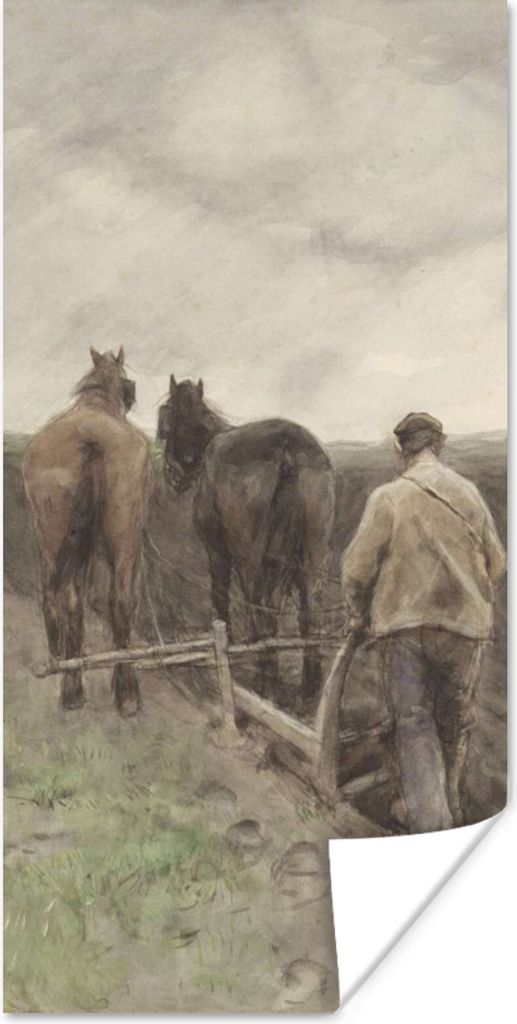 MuchoWow Poster Pflügender Bauer - Gemälde von Anton Mauve 40x80 cm - Dekoration