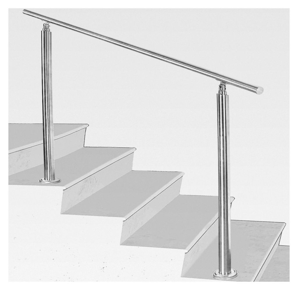 Edelstahl-Handlauf, 100 cm gebürsteter Edelstahl, Treppengeländer ohne Querstreben für Innen- und Außenbereich