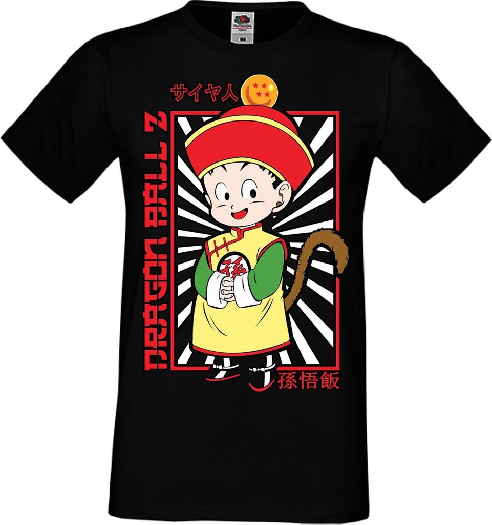 Herren T-Shirt Anime Manga Dragon Anime Manga Ball Z 03 Son Gohan Dbz, Man 5XL / Schwarz