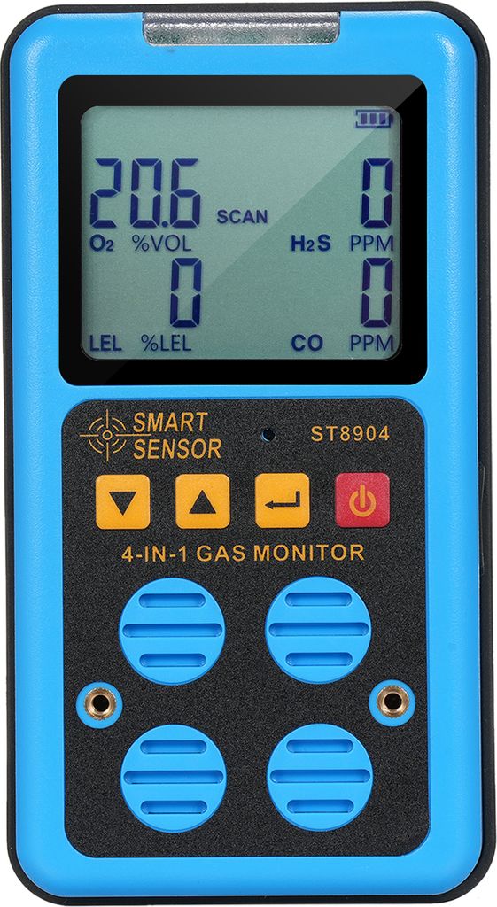 SMART SENSOR 4-in-1-Gasmonitor, wiederaufladbarer tragbarer Gasdetektor, H?S, O?, CO und LEL, Multi-Gasmonitor, professioneller Gasschnueffler mit ...