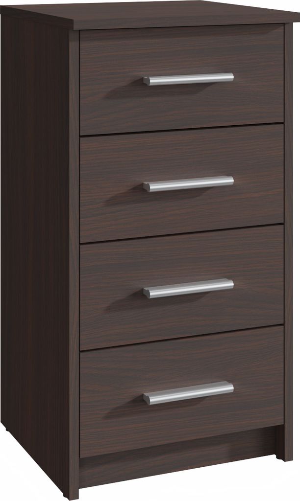MATKAM Kommode Bodo 4S mit vier Schubladen, H/B/T 75 x 40 x 35 cm, Griffe in Metall-Optik, Führungsschienen aus Metall (Wenge)