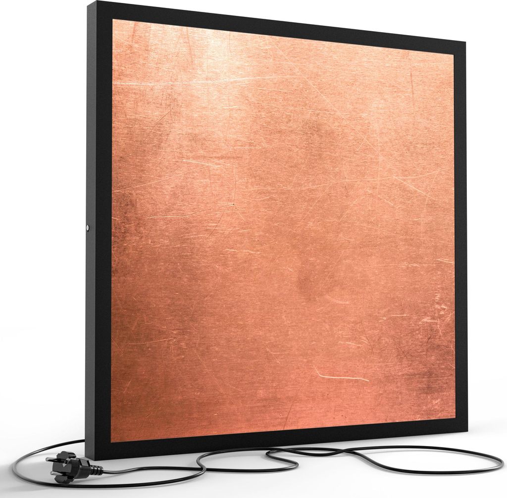 DEQORI LED-Bild & Lampe 60x60 cm Schwarz 'Kupferplatte mit Kratzern' Leuchtbild Leuchte