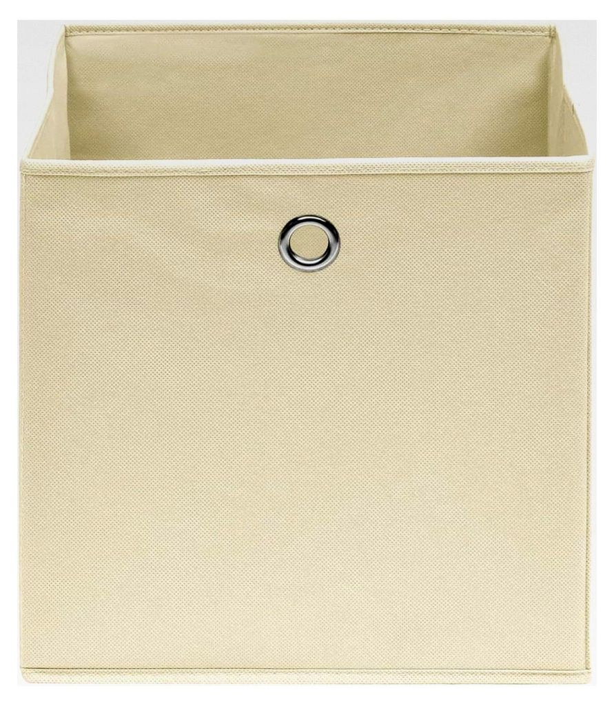 Aufbewahrungsboxen mit Deckel, 10 Stück, Creme, 32 x 32 x 32 cm, Stoff