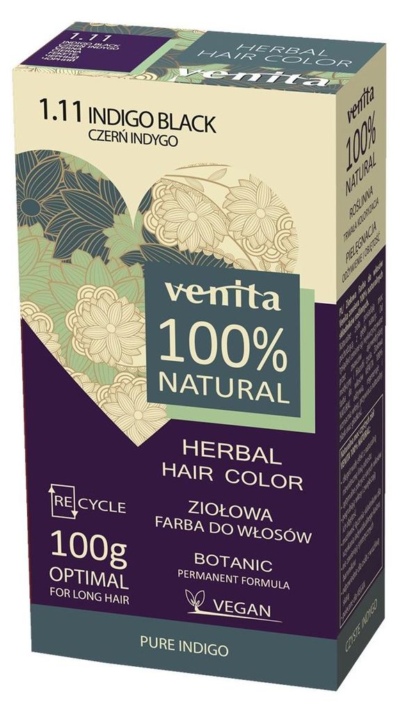 Venita 100% Pflanzliche Haarfarbe Indigoblack, 100g Produktbild 
