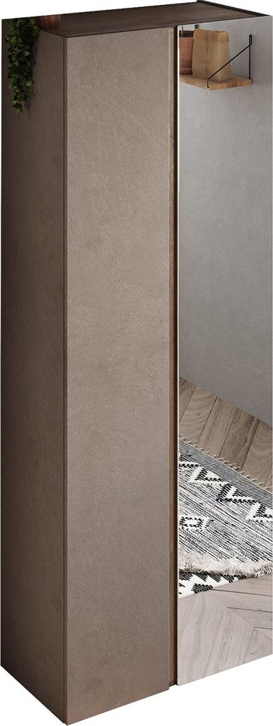 Dmora Mehrzweckschrank 2 Türen Salcito 70x185h cm Bronze Braun, 8 Regale Manuelle Öffnung