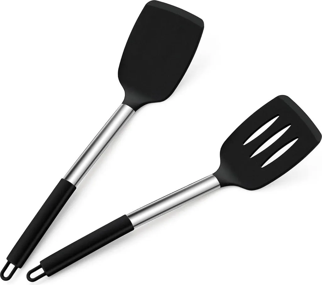 Set Spatole Professionali Homikit Silicone Nero e Acciaio Inossidabile - 8