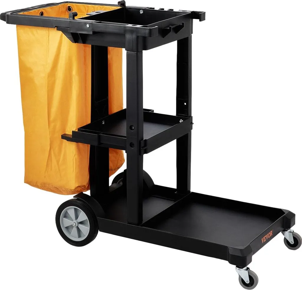 Chariot de Service pour Hôtel et Bureau avec Tri des Déchets et 3 Plateaux
