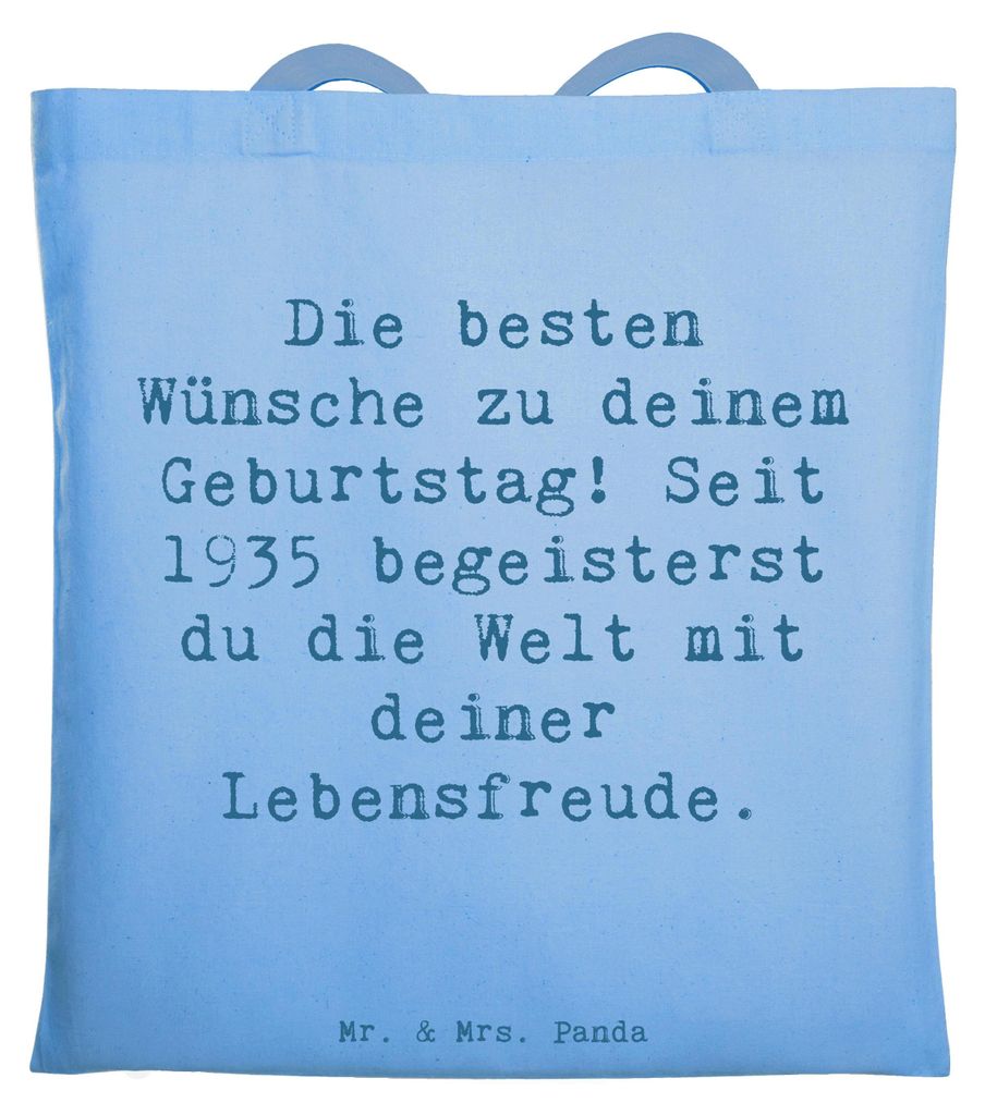 Mr. & Mrs. Panda Beutel Spruch 1935 Geburtstag - Sky Blue - Geschenk, Laptoptasche, Geburtstagsgeschenk, Nostalgie, Lächeln, Glückwunsch, Tasche,...