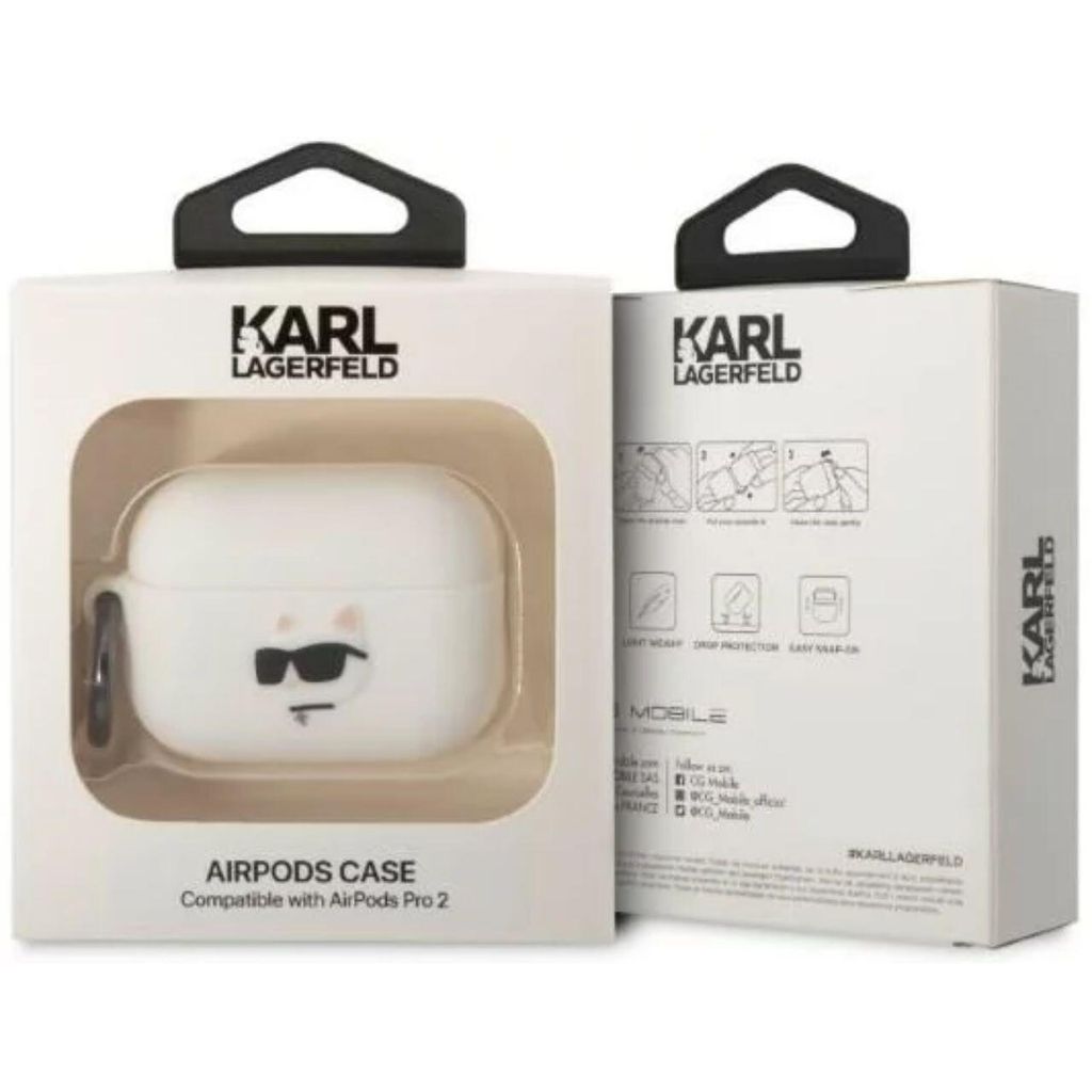Karl Lagerfeld 3D Logo NFT Choupette Head Silicone Case fr AirPods Pro 2 wei