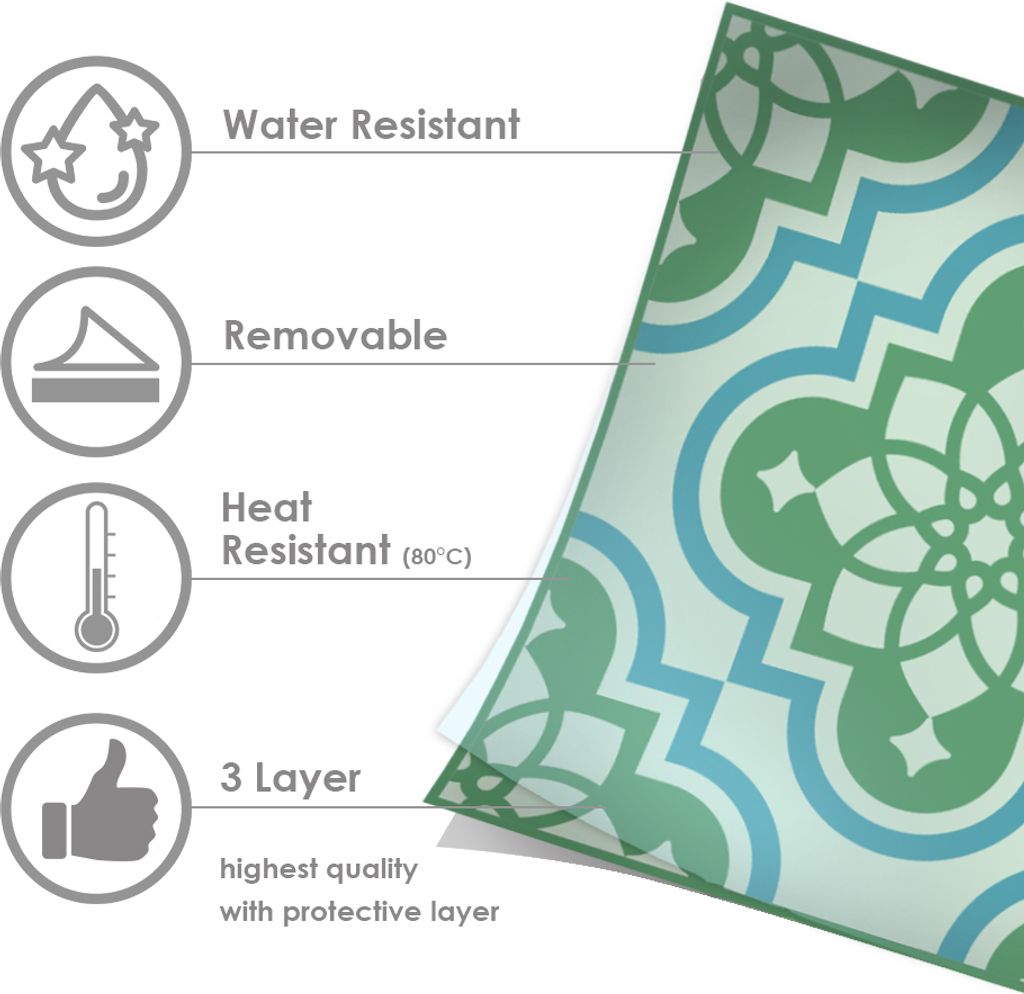 Kiwistar Fliesenmuster Klebefliesen Fliesen-Folie Fliesenaufkleber Wand-Fliesen überkleben 7,5 x 7,5 cm 1 Stück - 24 - Mamor Beige