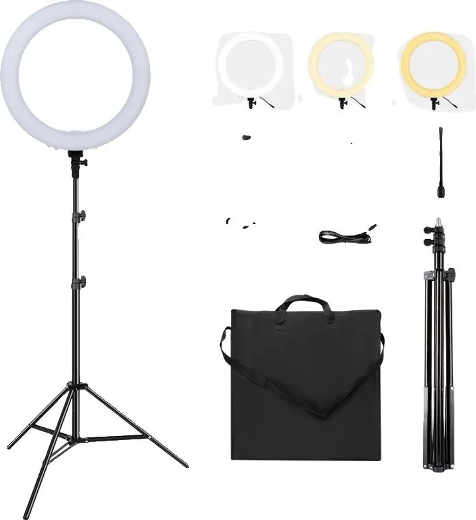 Lampe annulaire LED 19 pouces intensité variable et grand trépied stable
