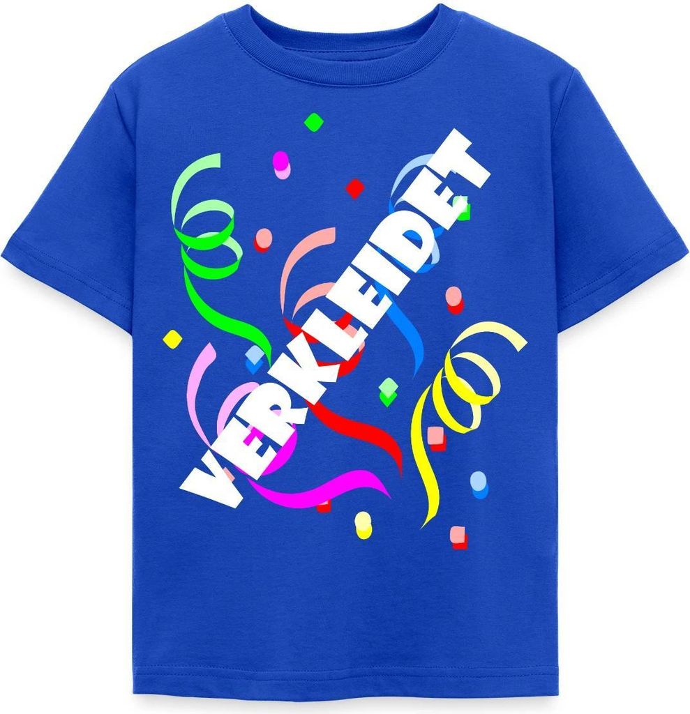 Spreadshirt Verkleidet Konfetti Luftschlangen Karneval Kinder T-Shirt, 98/104 (3-4 Jahre), Royalblau