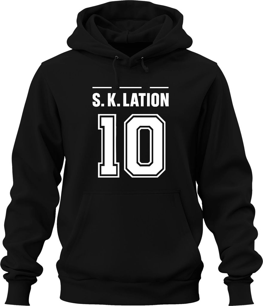 S K LATION 10 Trikot Fußball Mannschaft Party Saufen Feiern Sport Uni Hoodie Kapuzenpullover, Schwarz, M