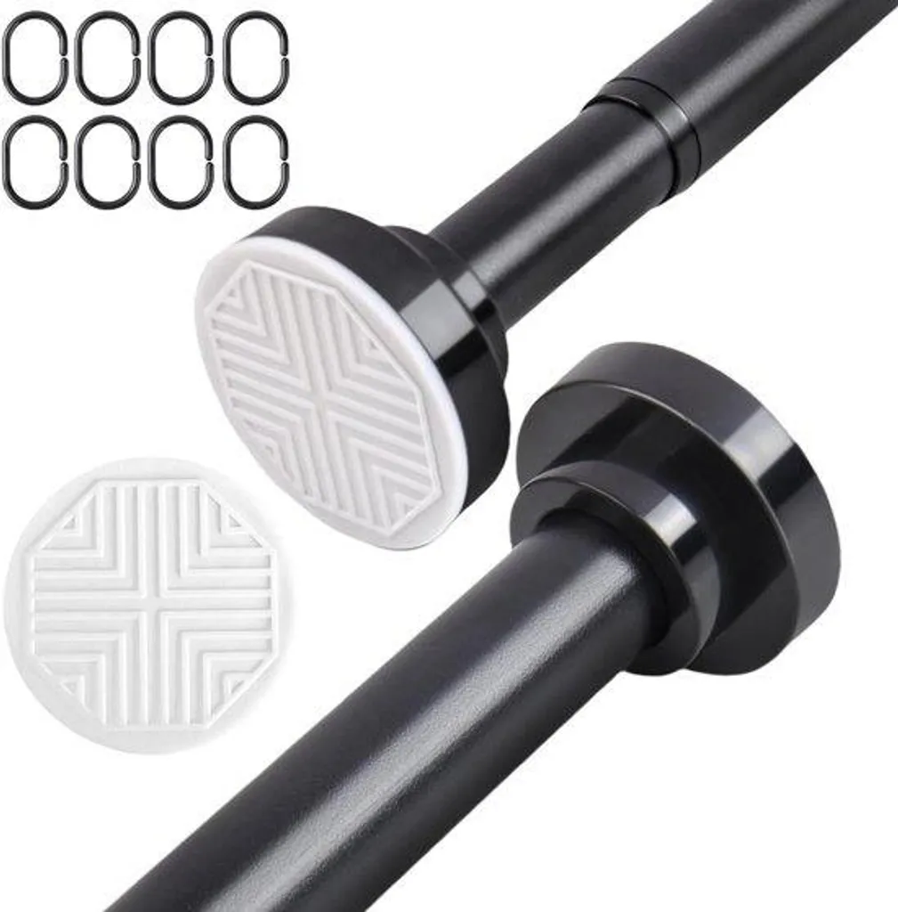 Barre de douche extensible sans perçage en inox noir mat 70 à 130 cm