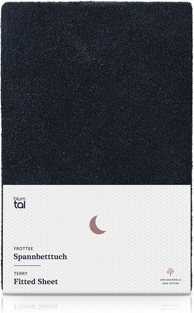 Blumtal Frottee Spannbettlaken 90 x 190 cm - Frottee-Spannbettlaken bis 25 cm Matratzenhöhe - Spannbettlaken Frottee wärmend in Dark Ocean Blue -...