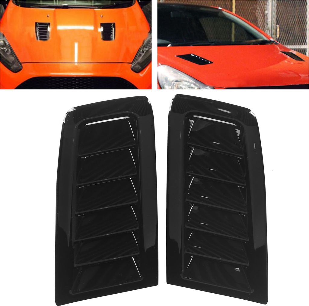 Paar vordere Motorhauben-Entlüftungsöffnungen, Kapuzen-Luftauslass-Ersatz für Focus RS MK2 Style Universal, glänzendes Schwarz