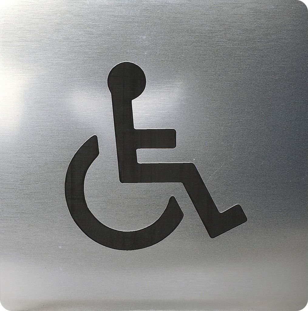 WC Symbol Rollstuhl selbstklebend, 100 x 100 mm, Kunststoff Edelstahl-Effekt