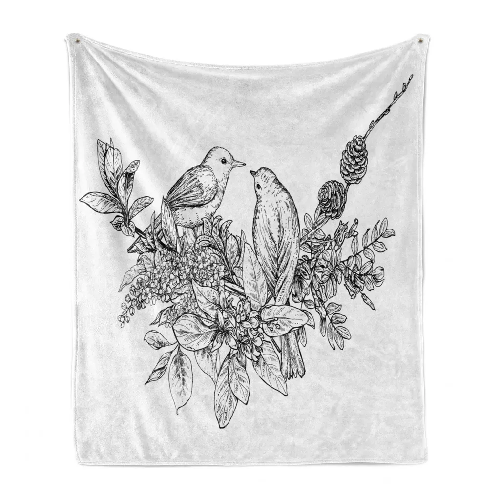 Cozy Vibes con ABAKUHAUS: Coperta Pile Flanella Antracite Fiorita