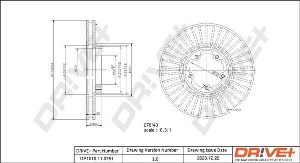 Dr!ve+ DP1010.11.0751 - OE 1456667 Bremsscheibe, Vorderachse für Transit