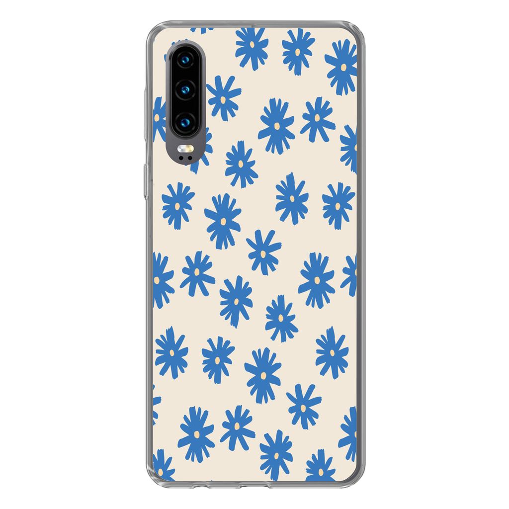 MuchoWow Handyhülle Schutzhülle Hülle für Huawei P30 Blume - Muster - Minimalismus Silikon Softcase Handy Hülle - Kartenbesitzer