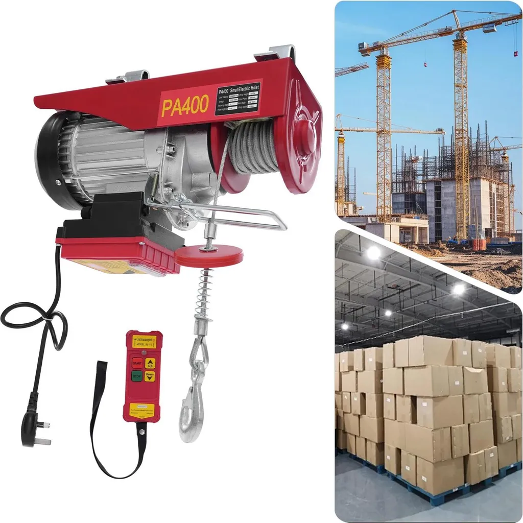 Treuil électrique atelier 400kg rouge - Levage sécurisé 220V