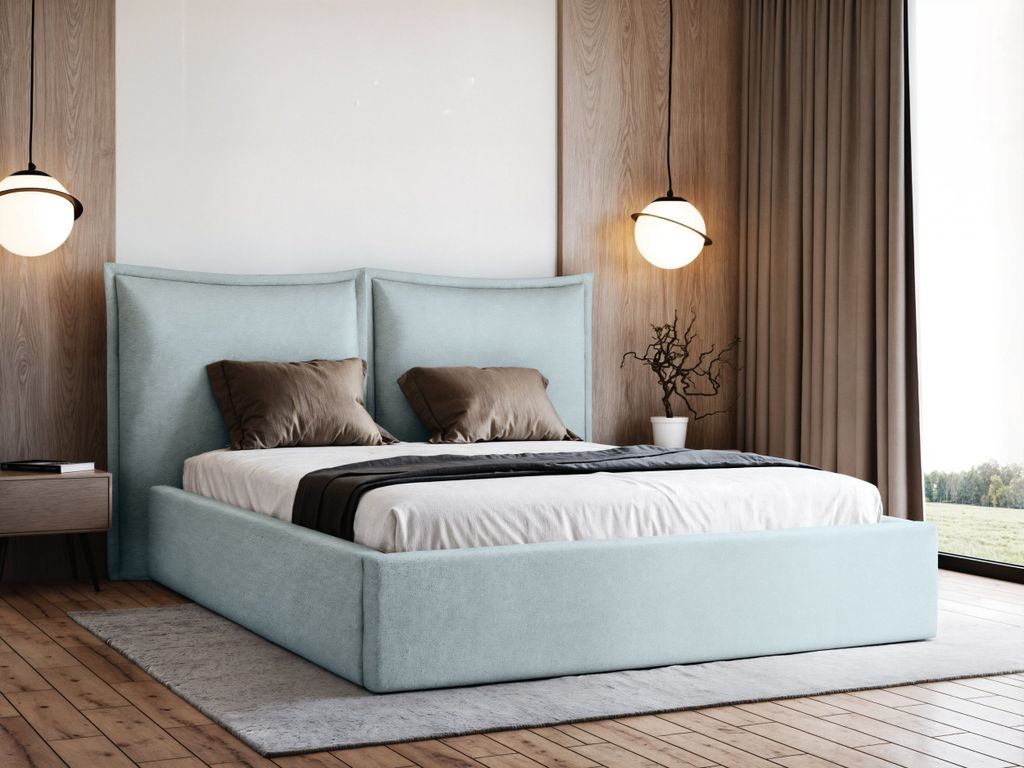 YOURHOUSE24 Polsterbett Werona Doppelbett Bettgestell Lattenrost mit Bettkasten (Farbe: Raven 80, Größe: 140x200 cm)