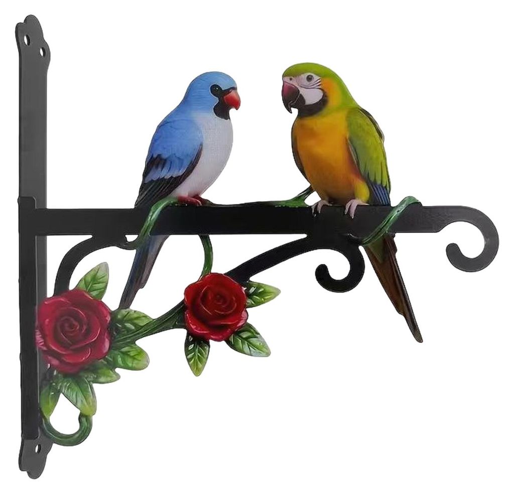 Metallener Pflanzenhänger, Wandhaken, robuste Hängekorbhalterung, dekorativer Wandhänger für Papageien, Katzen, Blumen und Schmetterlinge, geei...
