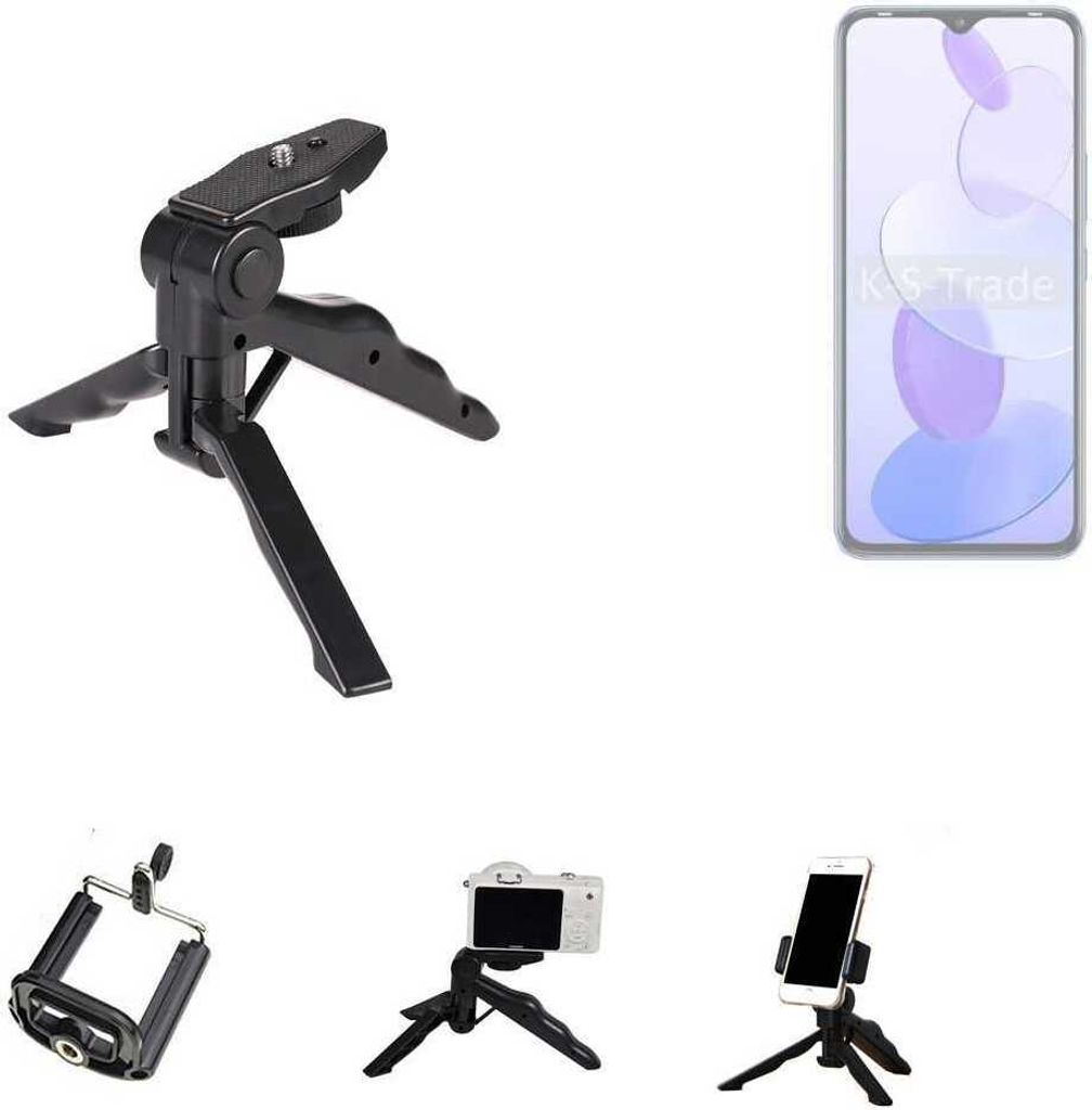K-S-Trade Stativ Tisch-Ständer Dreibein Handy-Stativ Ständer kompatibel mit Infinix Smart 6 Plus X6511G Mini-Stativ Smartphone Tripod Handy-Stativ