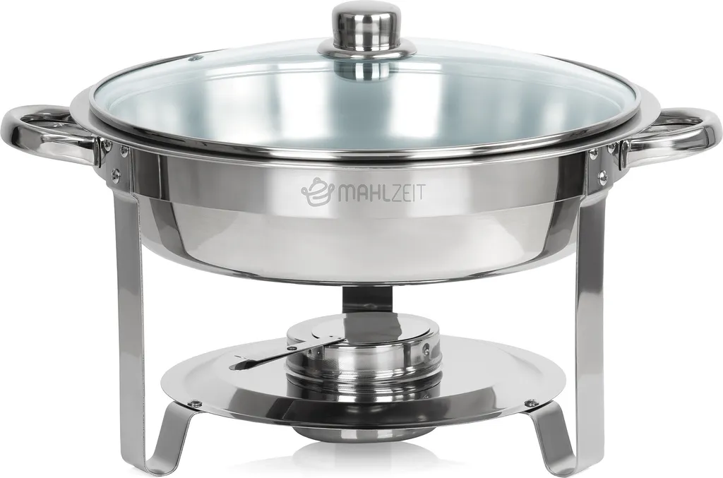 Chafing Dish Rond en Acier Inoxydable - Chauffe-Plat de 4L Robuste