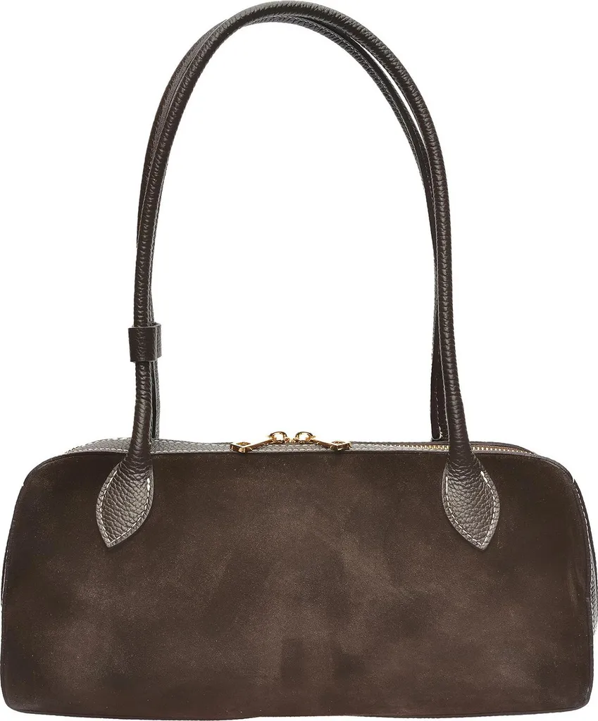 Sac à main avec poignée supérieure en cuir marron foncé Anna Luchini
