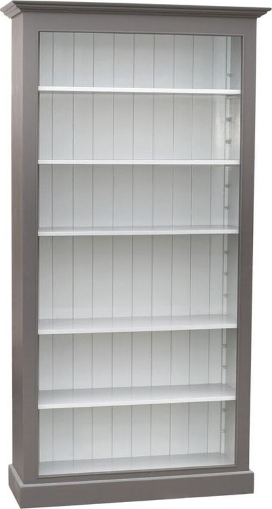 Casa Padrino Landhausstil Bücherschrank Grau / Weiß 109 x 39 x H. 210 cm - Wohnzimmermöbel im Landhausstil