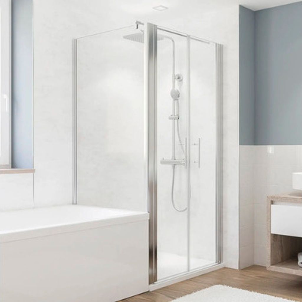 Badewannenseitenwand für Pendeltür BREUER Fara 5 90 x 165 cm Profil chrom Klarglas Reversibel