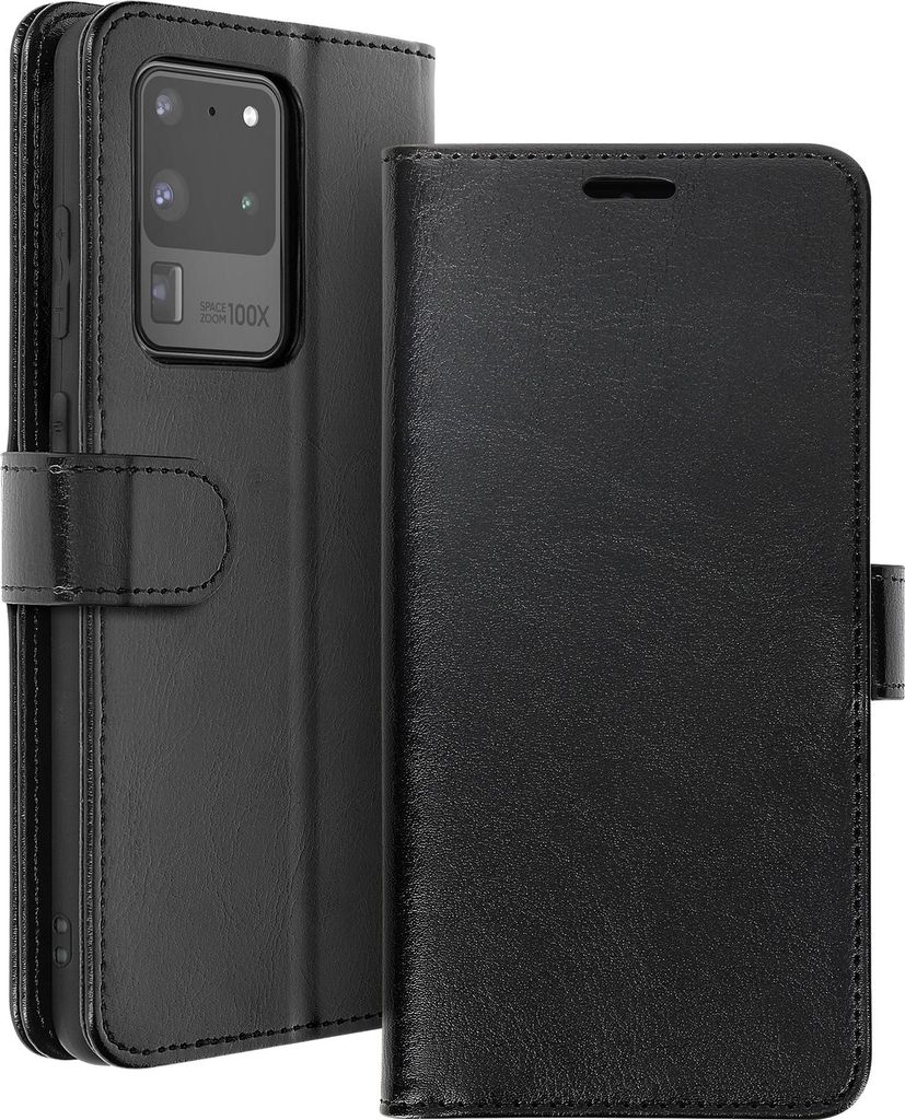 Avizar, Flip Cover Stand Case Brieftasche & Standfunktion Galaxy S20 Ultra, Schwarz