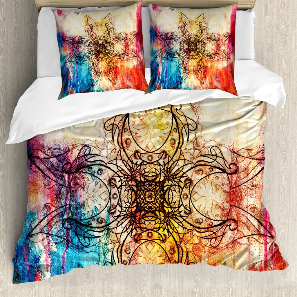 Copripiumino Boho Chic ABAKUHAUS Mandala Multicolore Letto Matrimoniale