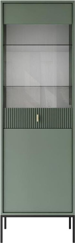 Vitrine MIDNIGHT mit Glastür auf Gestell Grün Produktbild 