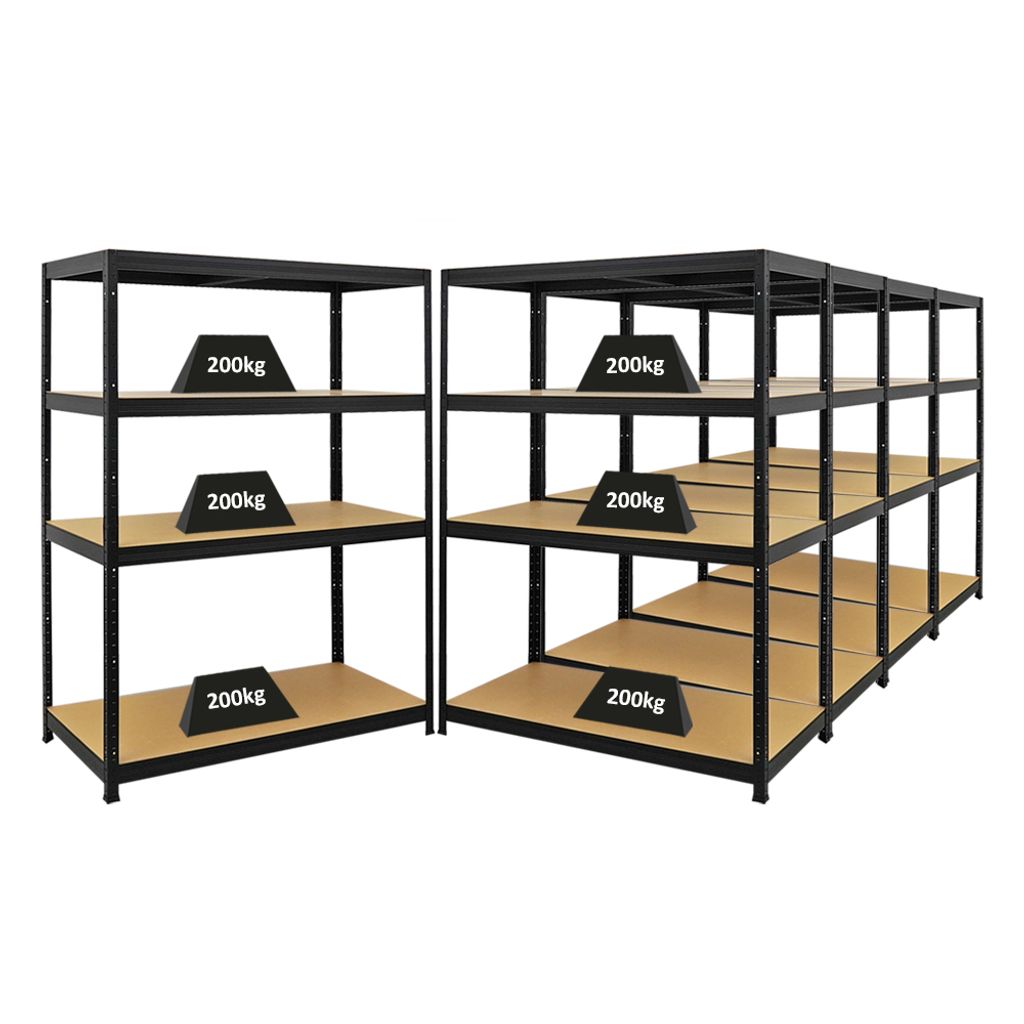 Mega Deal | 5x Schwerlastregal Big Elephant | HxBxT 160x120x60cm | Fachlast 200kg | Schwarz