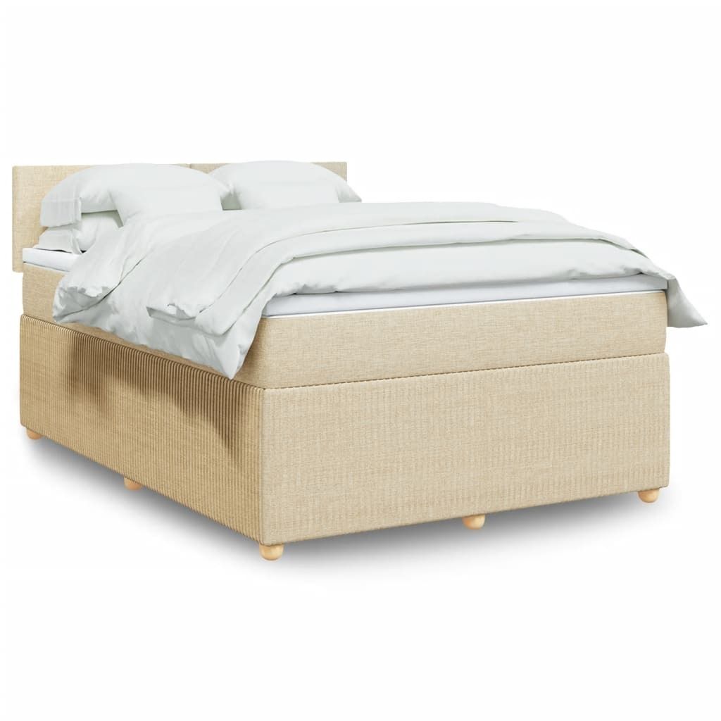 Hochwertig Boxspringbett mit Matratze Creme 140x190 cm Stoff 3287449