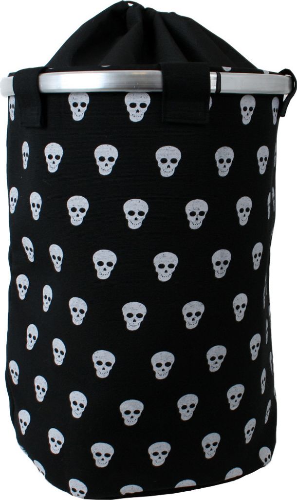 teprovo Wäschekorb 60L Wäschesammler XXL Schmutzwäsche Korb schwarz Skull Optik
