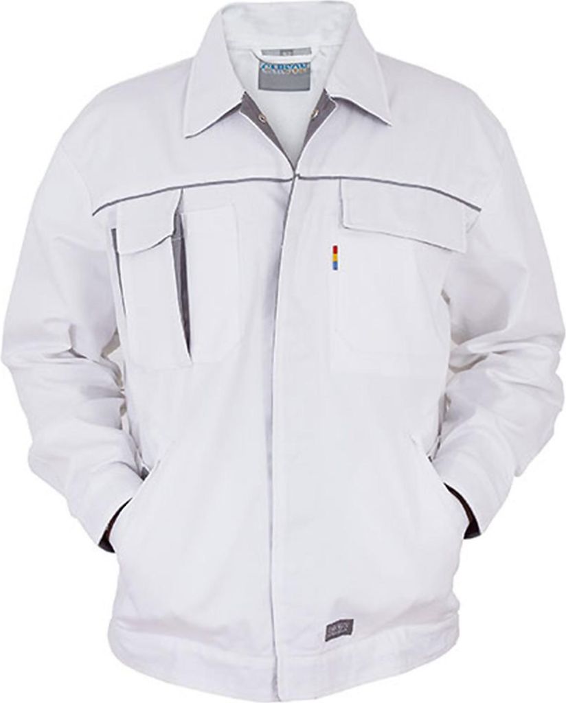 Carson Contrast CC710 | Herren Contrast Work Jacket / Bei 60 Grad waschbar - Farbe: White/Grey - Größe: 58