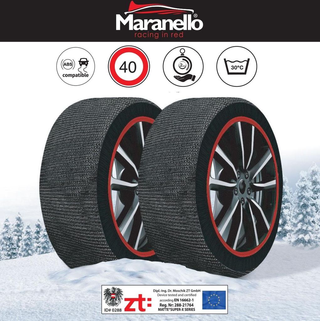 CALZE DA NEVE 225/40-18 OMOLOGATE EN 16662-1 A NORMA COME LE CATENE DA NEVE L 80 CALZE DA NEVE 225/40-18 OMOLOGATE EN 16662-1 A NORMA COME LE CATENE DA NEVE L 80