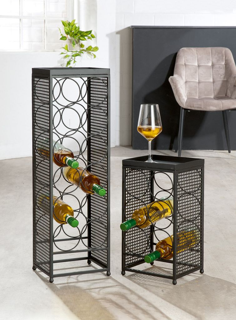 Gilde Weinregal, "Retino", Metall, schwarz, , L. 20 cm, B. 23 cm, H. 78 cm 74229/Abverkauf nur solange Vorrat reicht