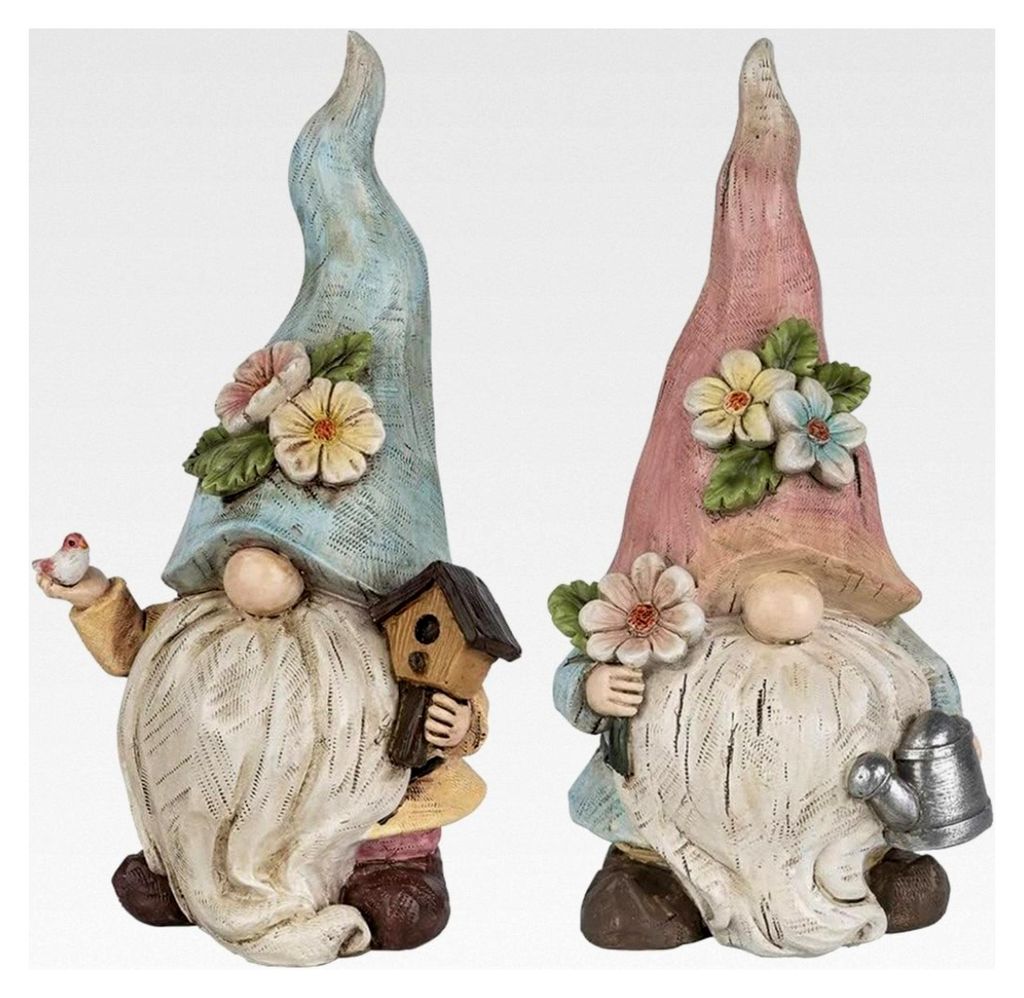 Deko-Figuren Wichtel | Paar mit Gießkanne und Vogelhaus | Garten-Zwerg | Frühjahrs-Dekoration für Haus und Blumenbeet | 23 cm hoch | 10 cm breit...