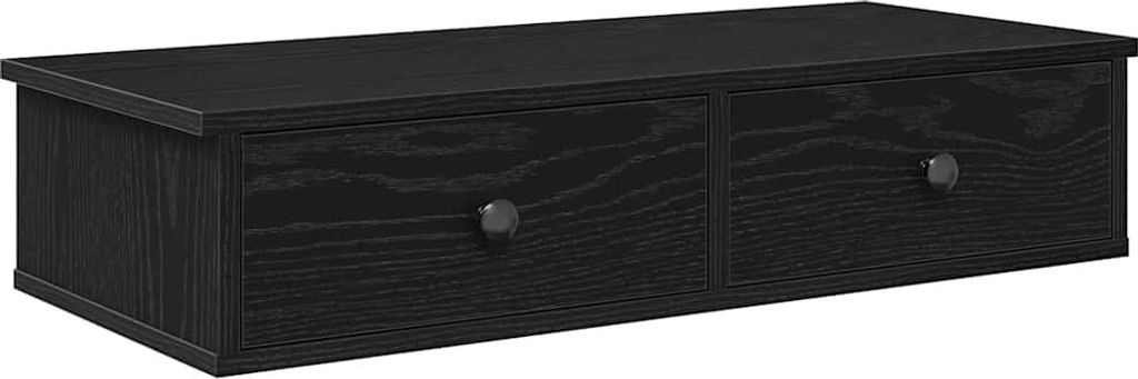 vidaXL Wandregal mit Schubladen Schwarz 80x31x17 cm Holzwerkstoff