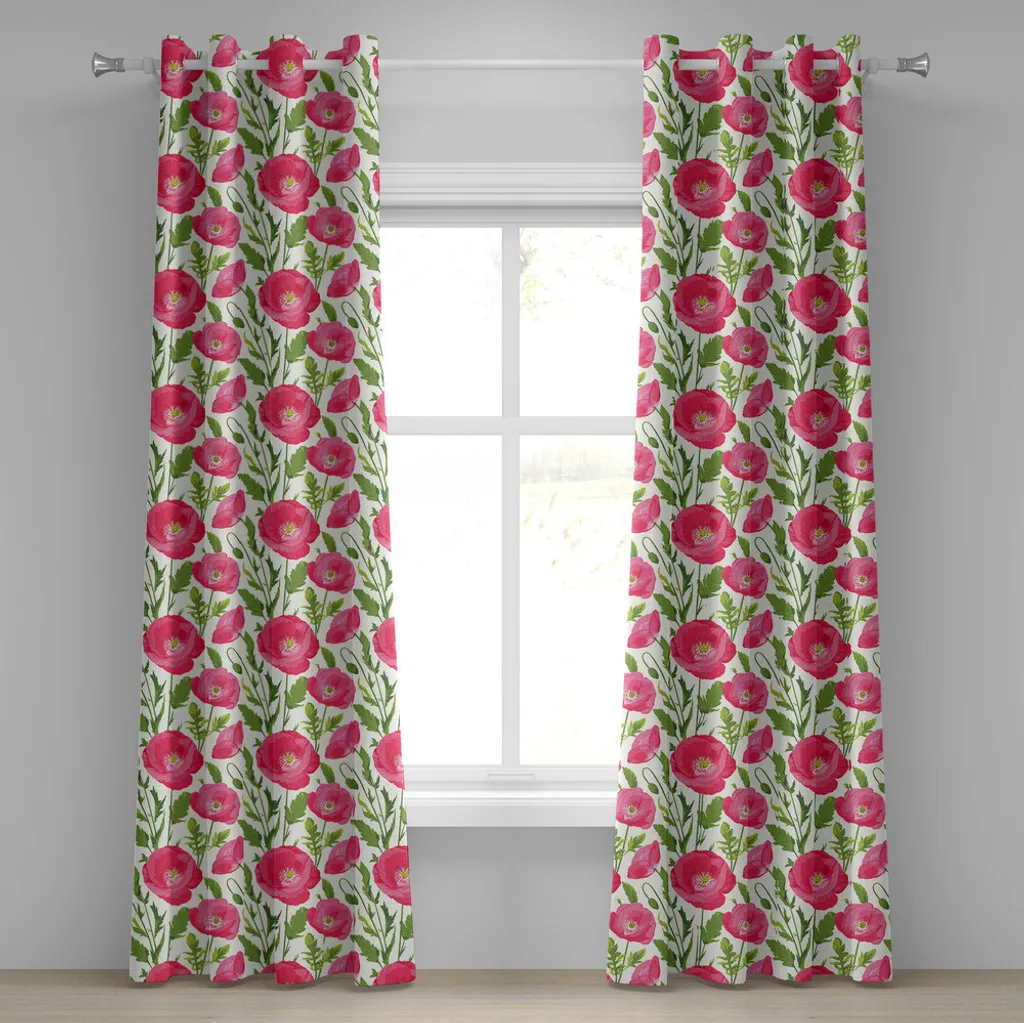 Tenda ABAKUHAUS Mohn 280x225cm | Tende Occhielli Fiori Acquerellati