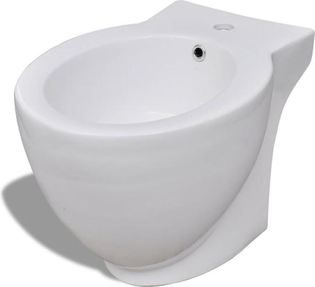 vidaXL Support de bidet rond blanc Céramique de haute Image du produit 