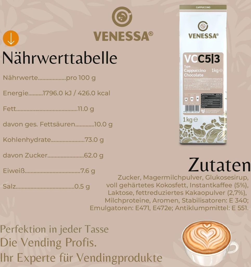 VENESSA Cappuccino Chocolate VC5/3 Aromatisiertes Produktbild 7