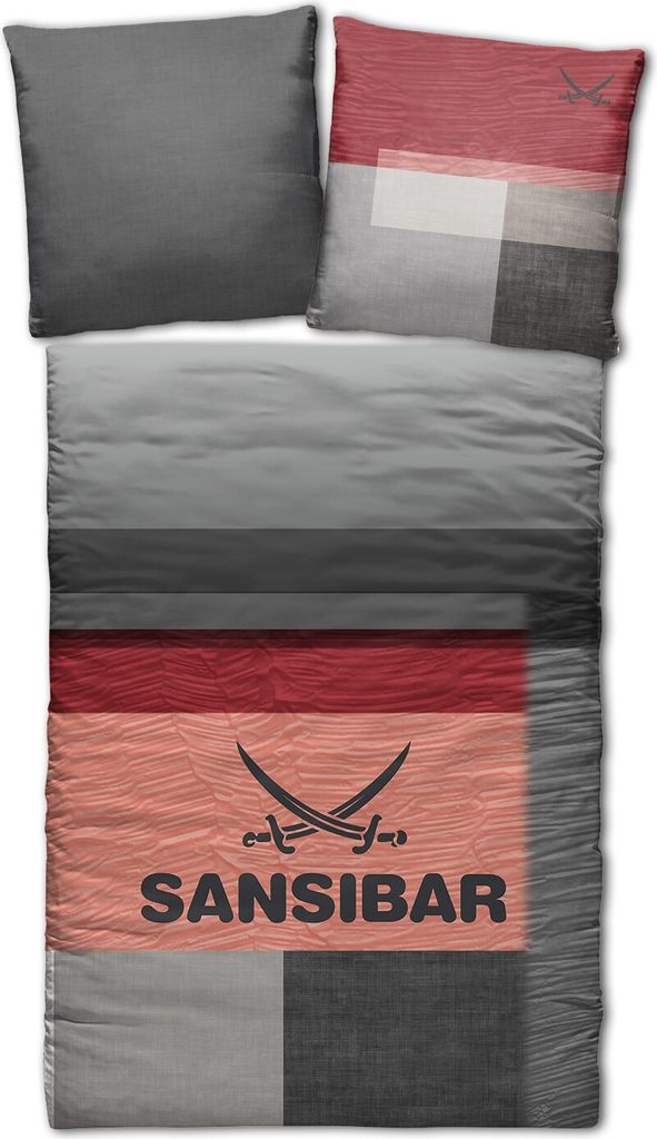 Bettwäsche Sansibar "Sunrise" (2 tlg), rot, 135x200 cm, pflegeleicht, hautfreundlich, 100% Baumwolle