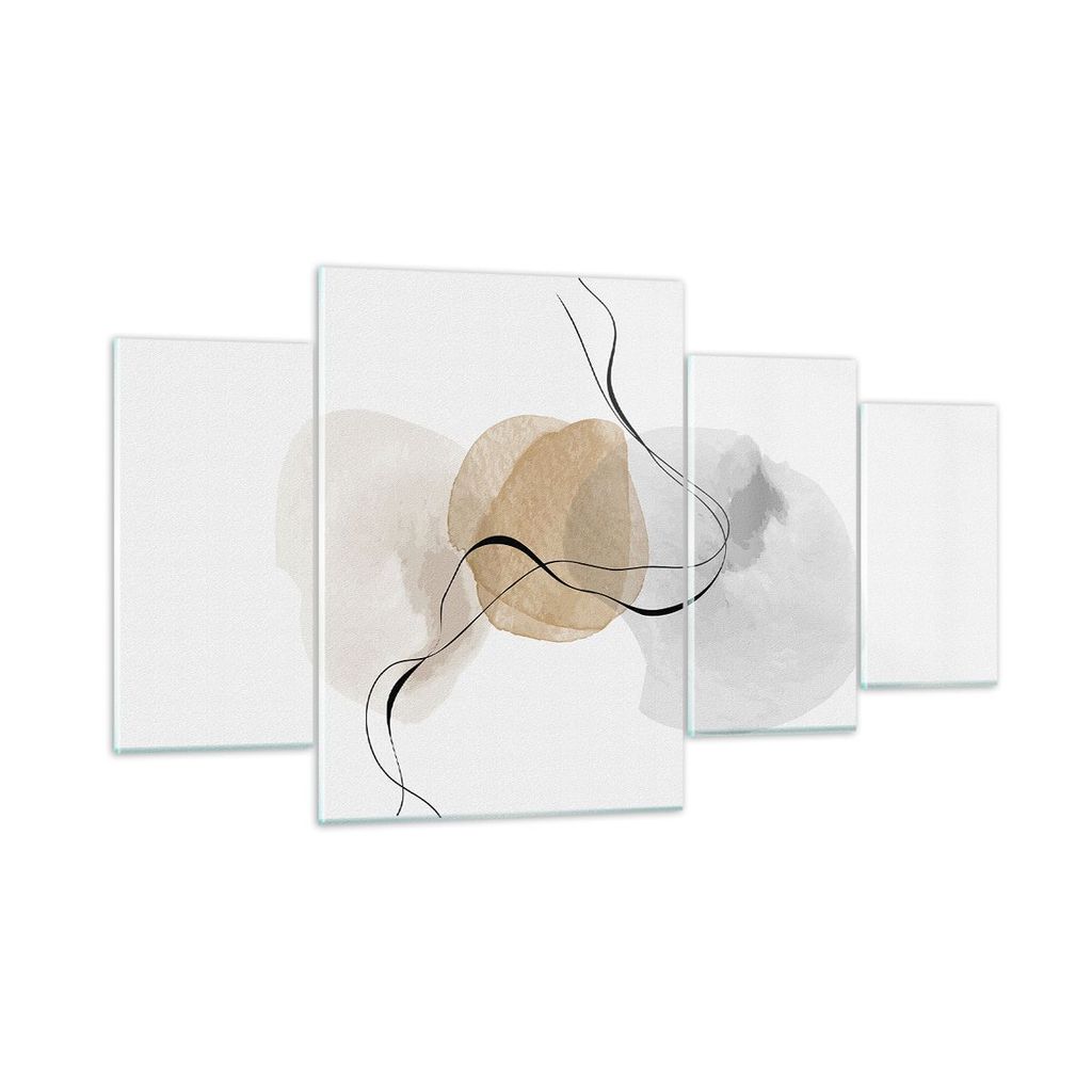 Bilder auf glas - 4 Teile - Abstrakt minimalistisch Aquarell - 160x90cm - Glasbilder - Wandbilder - Bilder - Wanddekoration aus Glas - Glas Bilder ...