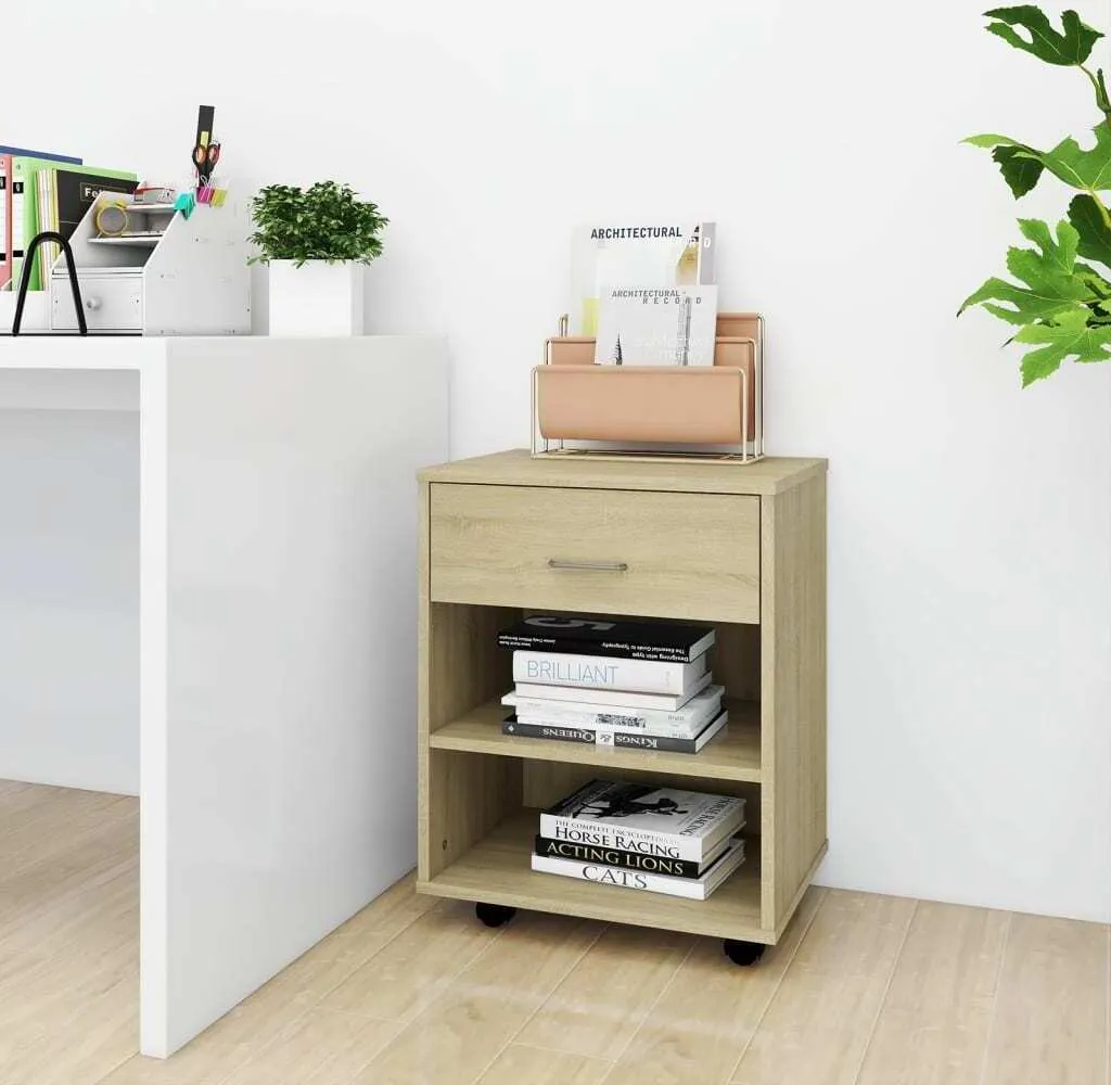 Caisson de bureau mobile Chêne Sonoma 46 cm avec étagères de rangement - 2