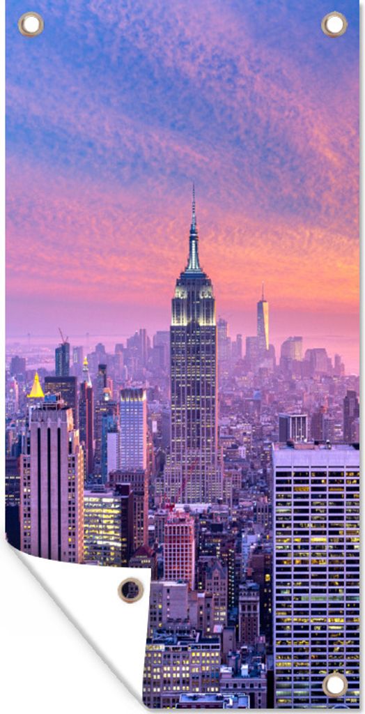MuchoWow 40x80 cm Outdoor-Poster Gartendeko Sichtschutz Garten Poster für den Garten New York - Farben - Skyline